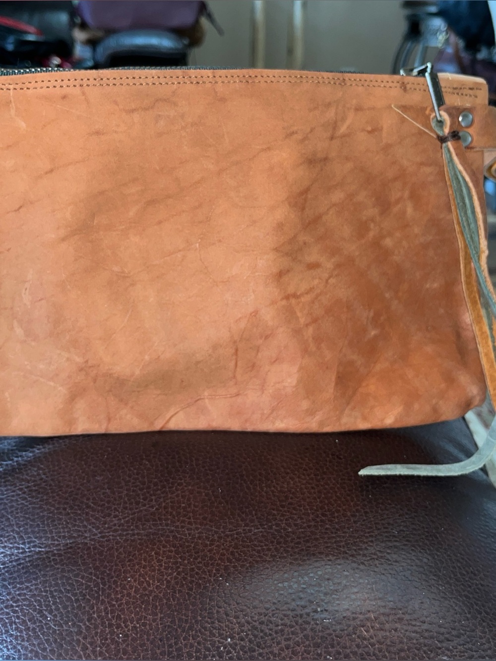 Like new Coastal Hillbilly All Leather Large Wristlet 7.5X12